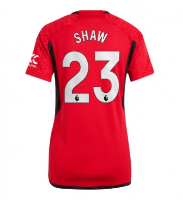 Manchester United Luke Shaw #23 Primera Equipación Mujer 2023-24 Manga Corta